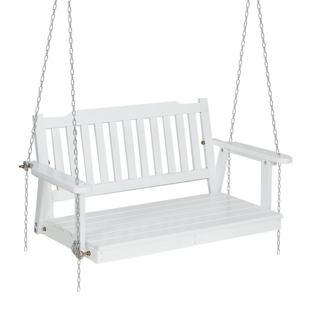 Gardeon Porch Swing Chair with Chain Garden Chair Outdoor Furniture Wooden White - VogueDecor.au