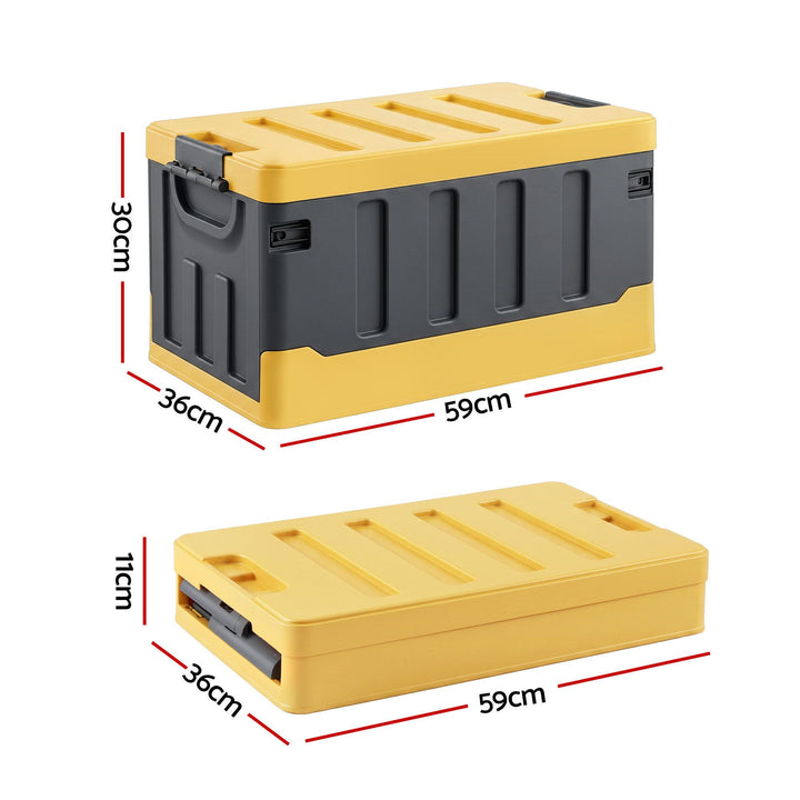 Gardeon Collapsible Outdoor Storage Box 60L Stackable Folding Camping Organizer Yellow
