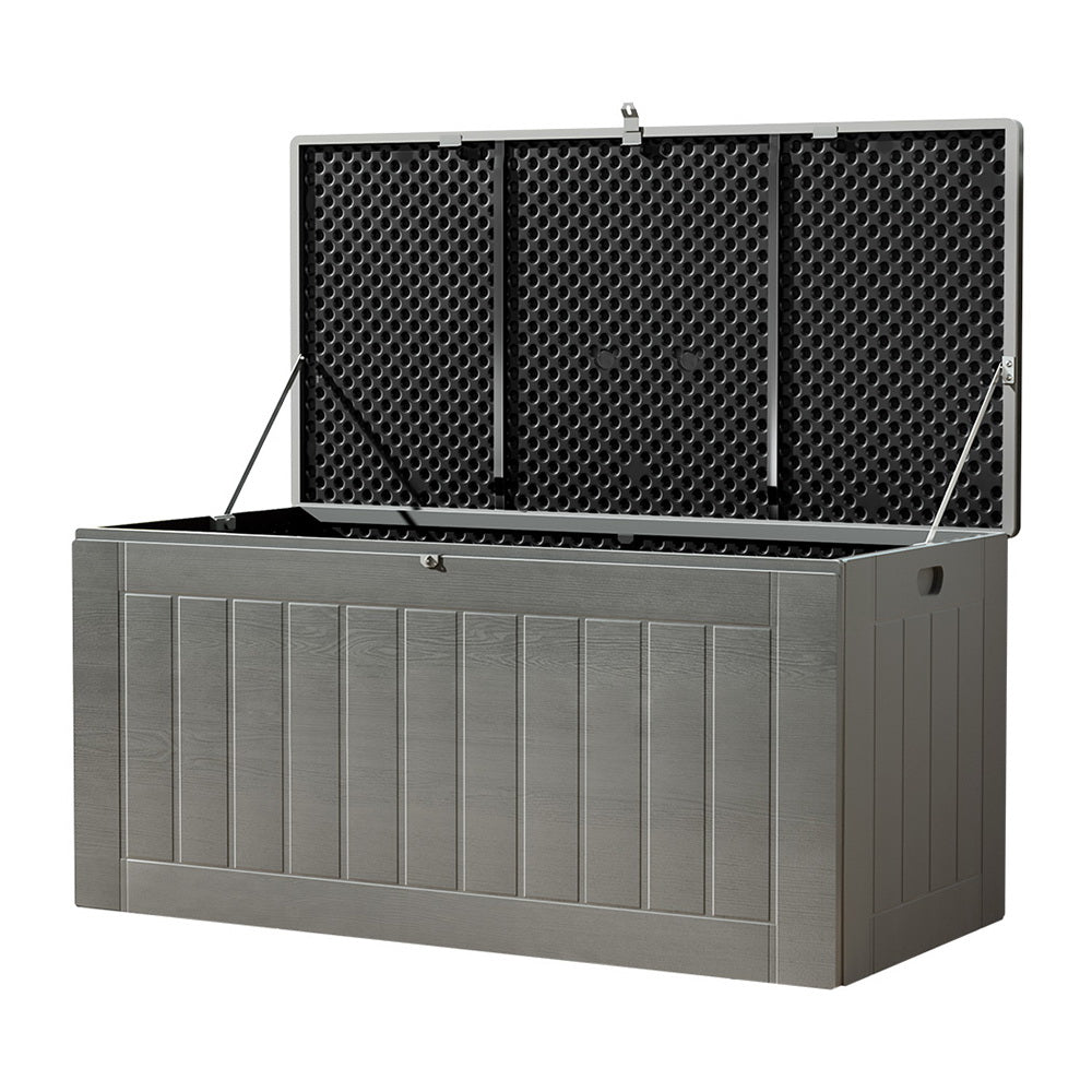 Gardeon Outdoor Storage Box 830L Container Lockable Garden Bench Tool Shed Black - VogueDecor.au