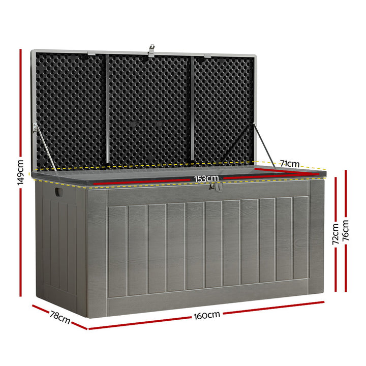 Gardeon Outdoor Storage Box 830L Container Lockable Garden Bench Tool Shed Black - VogueDecor.au