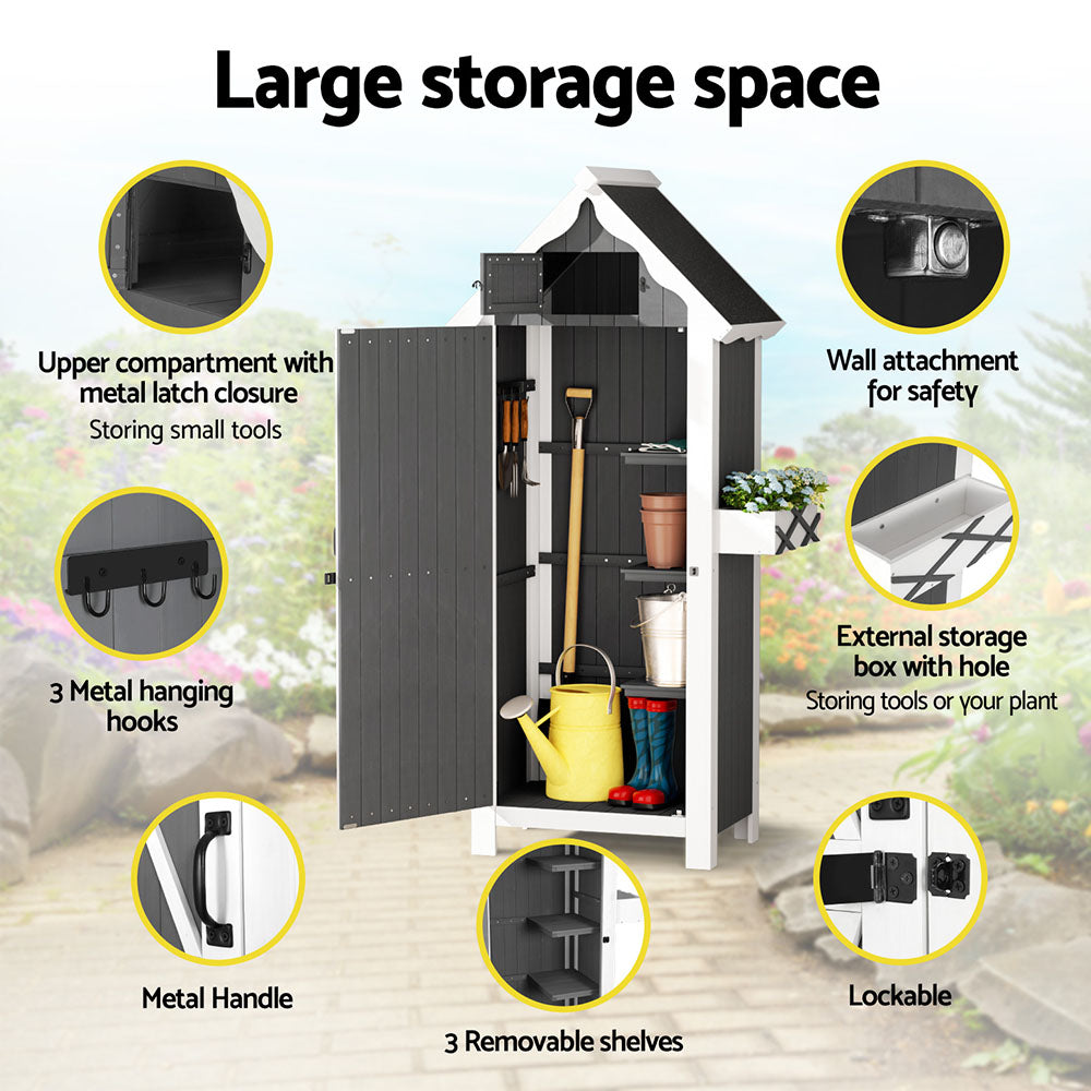 Gardeon Outdoor Storage Cabinet Shed Box Wooden Shelf Chest Garden Furniture - VogueDecor.au