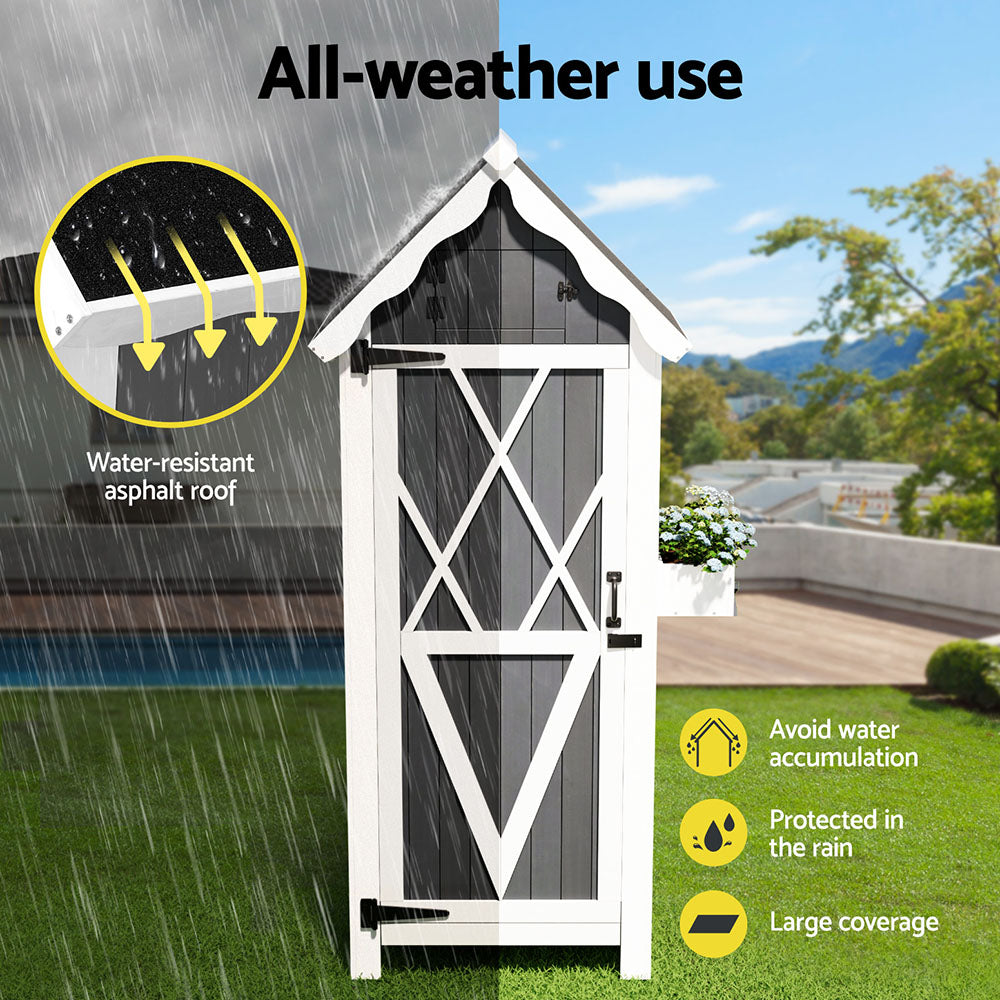 Gardeon Outdoor Storage Cabinet Shed Box Wooden Shelf Chest Garden Furniture - VogueDecor.au