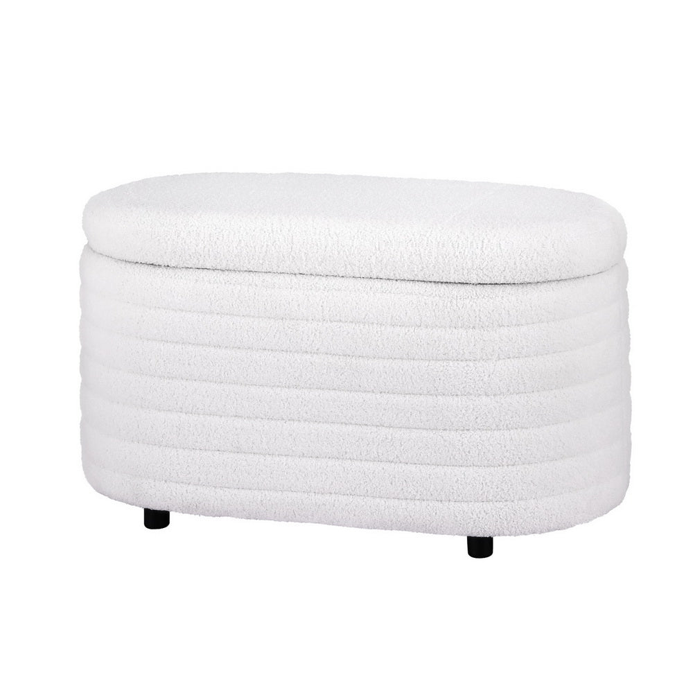 Artiss Storage Ottoman Blanket Box 87cm Boucle Fabric Oval - VogueDecor.au