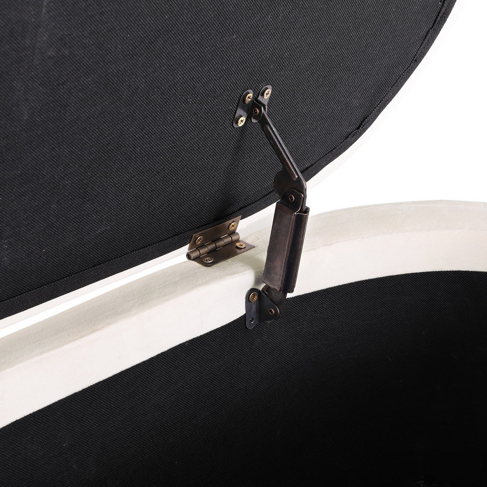 Artiss Storage Ottoman Blanket Box 87cm Velvet Oval White - VogueDecor.au