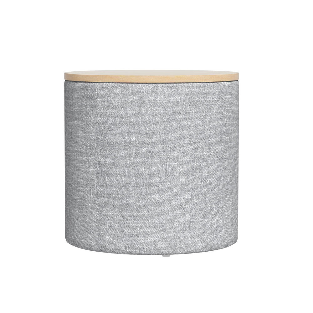 Artiss Storage Ottoman Blanket Box 40cm Linen Round Grey - VogueDecor.au