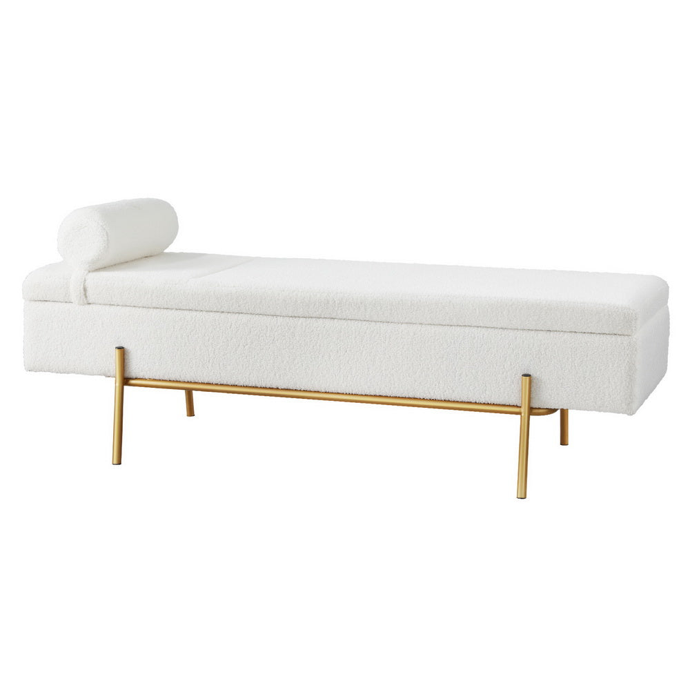 Artiss Storage Ottoman Bed 140cm Pillow Boucle Fabric - VogueDecor.au
