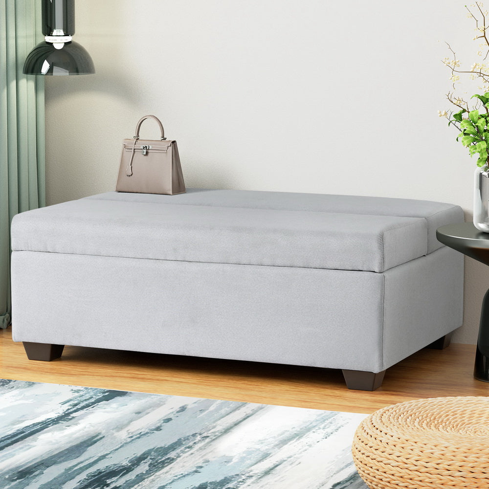 Artiss Ottoman Storage Sofa Bed 112cm Foldable Grey - VogueDecor.au
