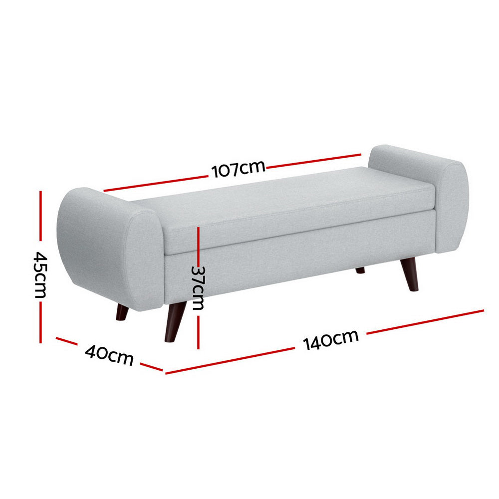 Artiss Storage Ottoman Blanket Box Armrest 140cm Grey - VogueDecor.au