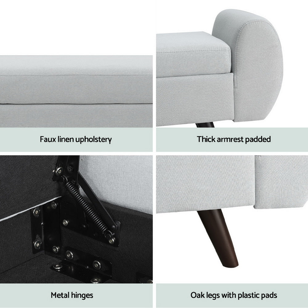 Artiss Storage Ottoman Blanket Box Armrest 140cm Grey - VogueDecor.au