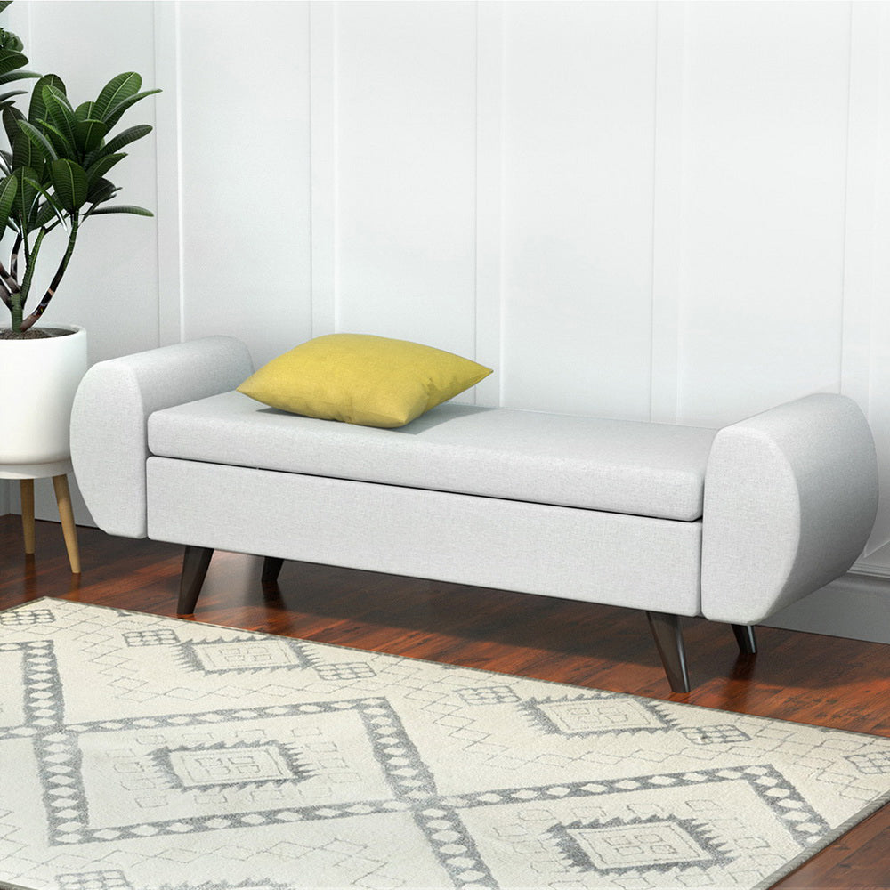 Artiss Storage Ottoman Blanket Box Armrest 140cm Grey - VogueDecor.au