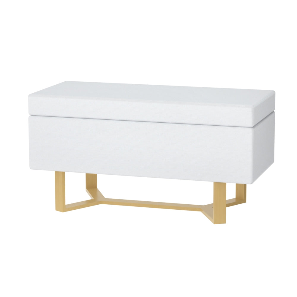 Artiss Storage Ottoman Blanket Box Criss-cross Linen White - VogueDecor.au