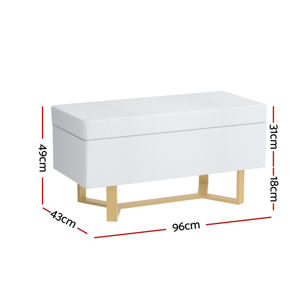 Artiss Storage Ottoman Blanket Box Criss-cross Linen White - VogueDecor.au