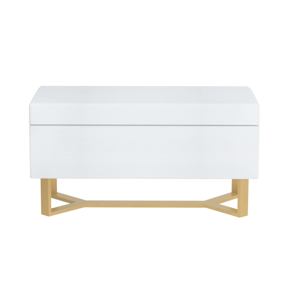 Artiss Storage Ottoman Blanket Box Criss-cross Linen White - VogueDecor.au