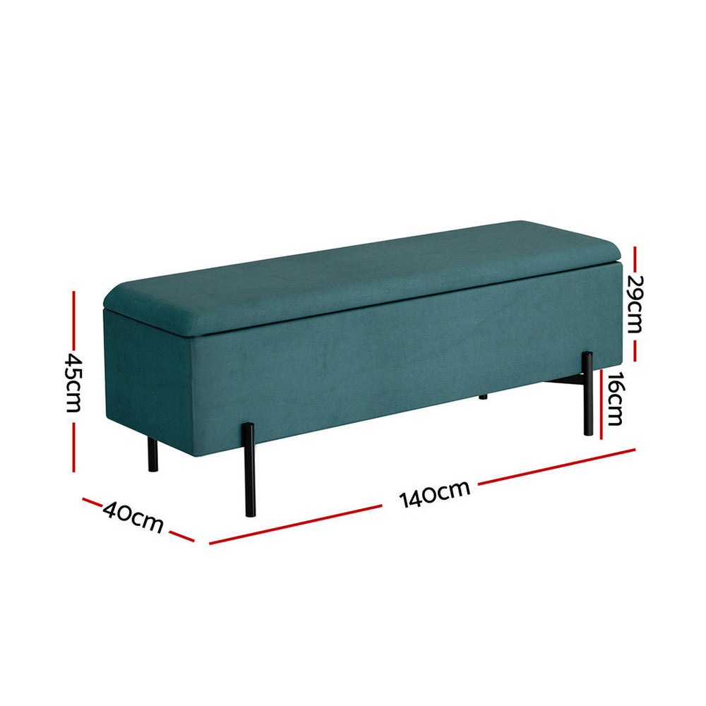 Artiss Storage Ottoman Blanket Box 140cm Velvet Green - VogueDecor.au