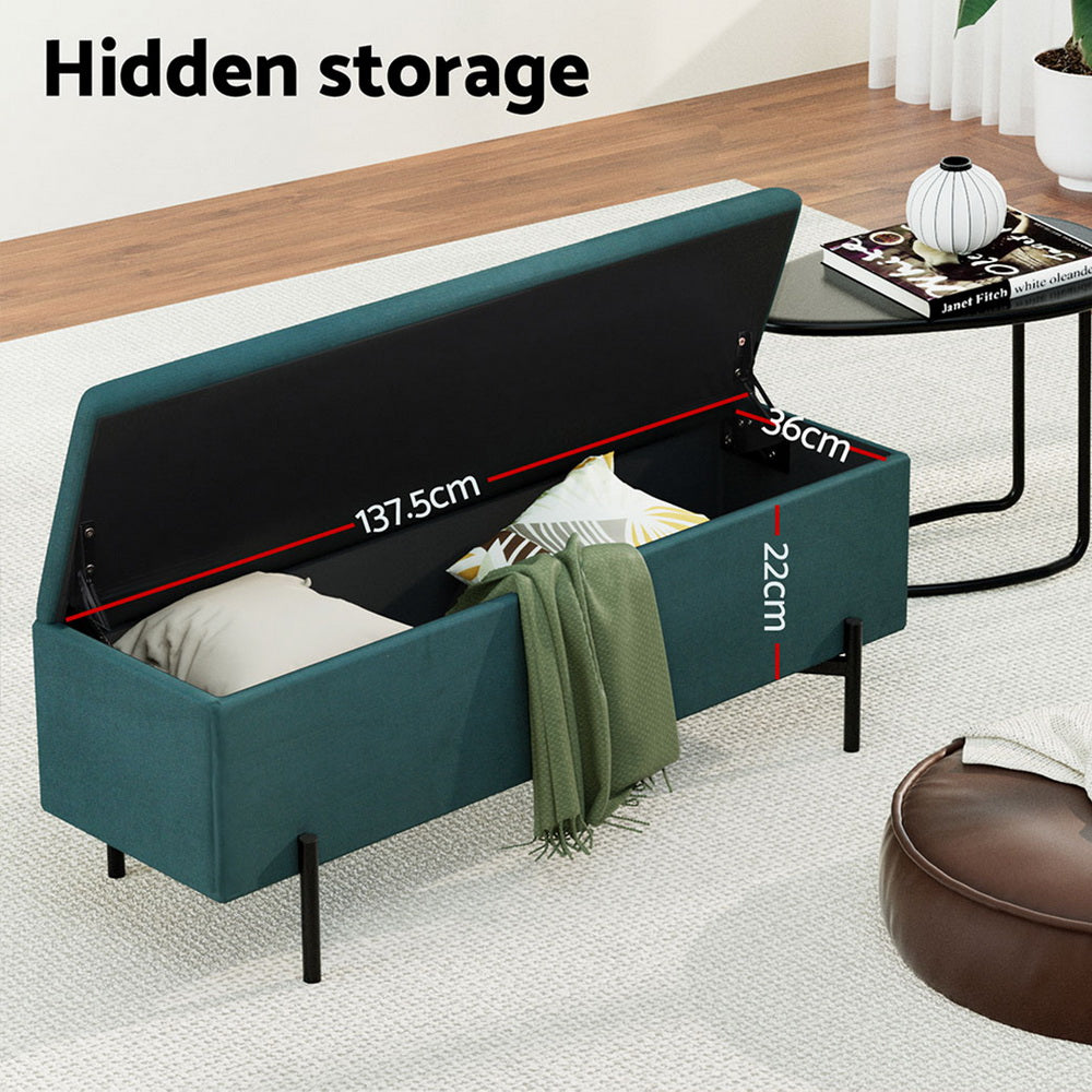 Artiss Storage Ottoman Blanket Box 140cm Velvet Green - VogueDecor.au