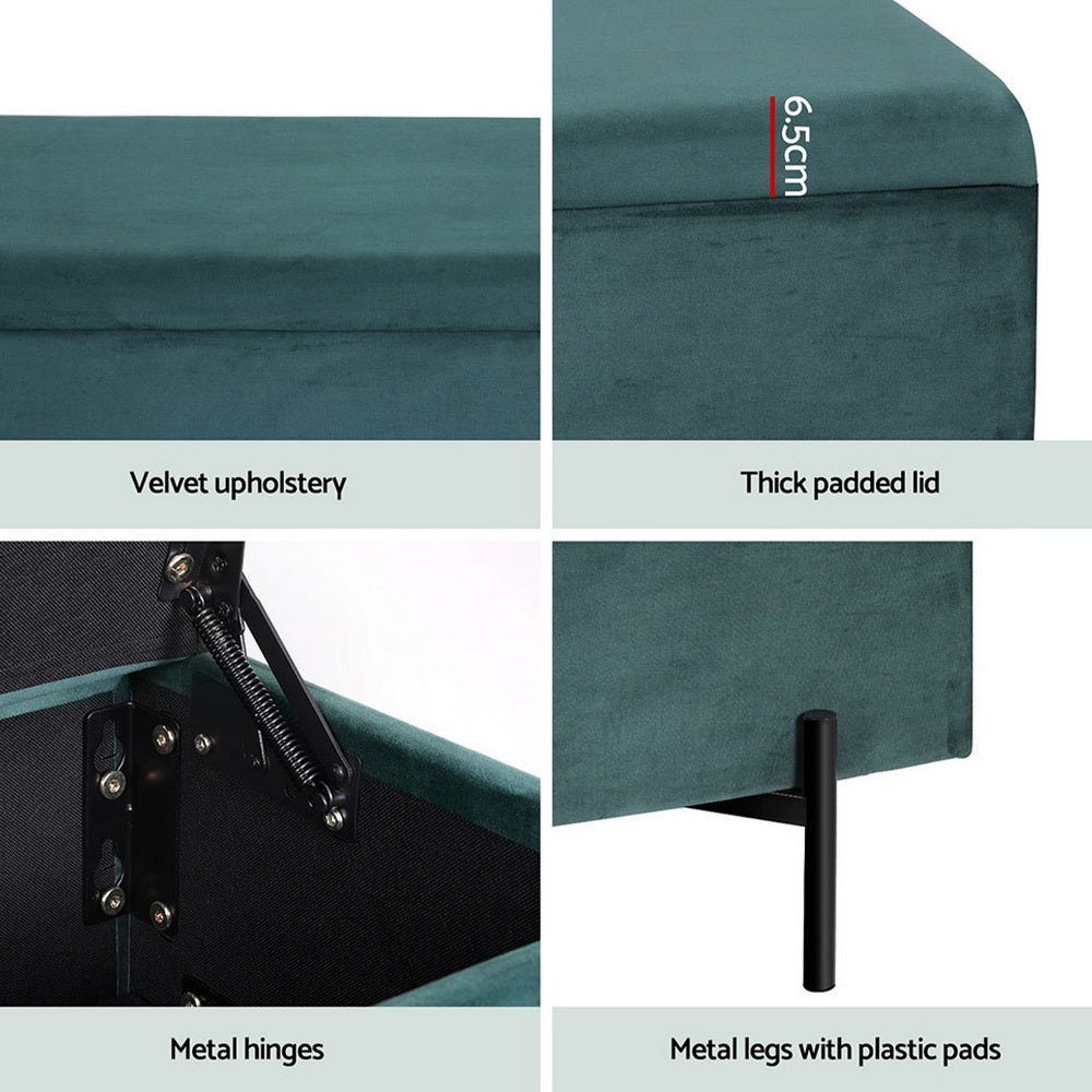Artiss Storage Ottoman Blanket Box 140cm Velvet Green - VogueDecor.au