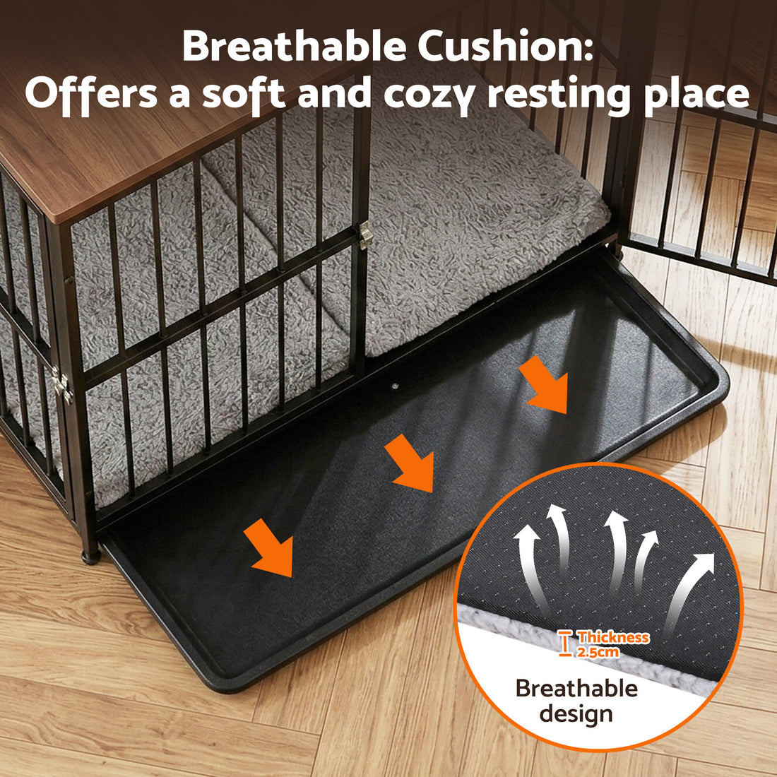 i.Pet Large Dog Crate Furniture 93cm Dog Cage Puppy Pet Wooden Black