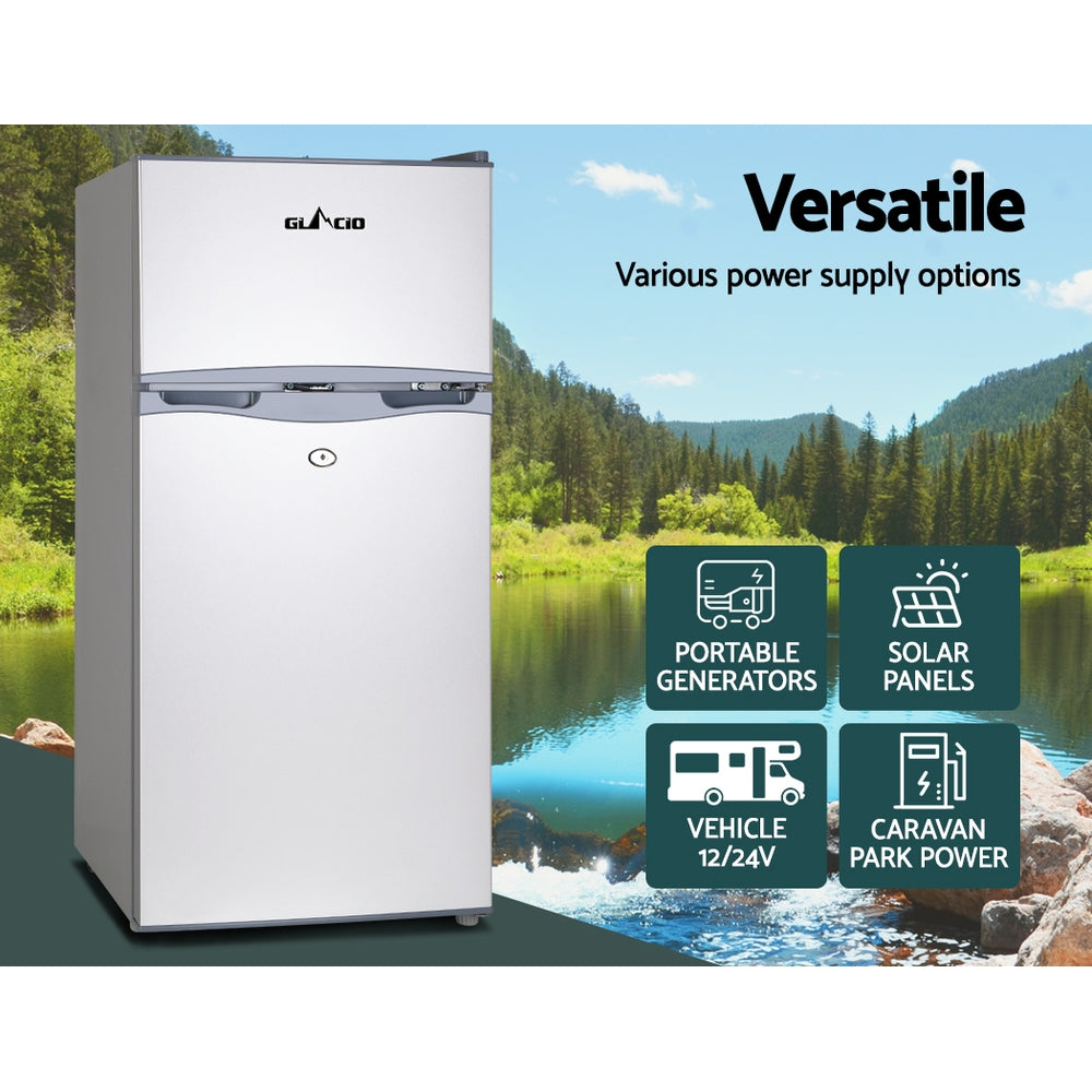 Glacio 100L Portable Fridge Freezer Bar Upright 12V/24V/240V Camping Caravan - VogueDecor.au