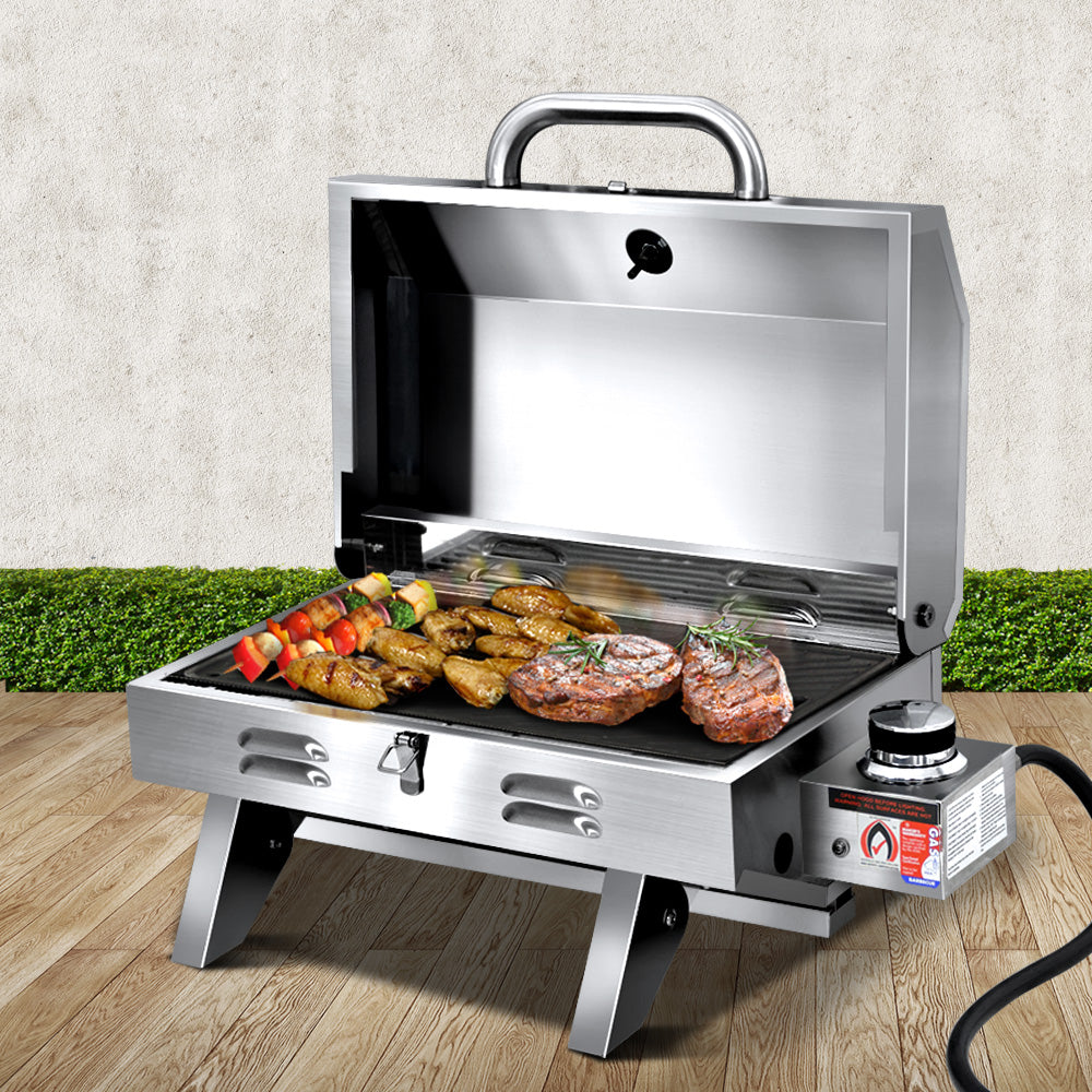 Grillz Portable Gas BBQ Grill with Double Sided Plate - VogueDecor.au