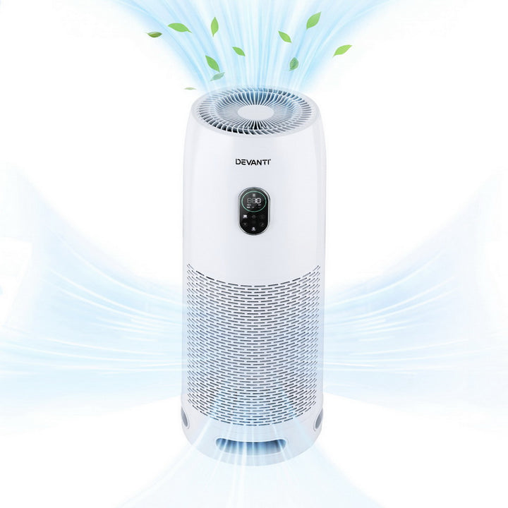 Devanti Air Purifier 4-Layer HEPA Filter White - VogueDecor.au