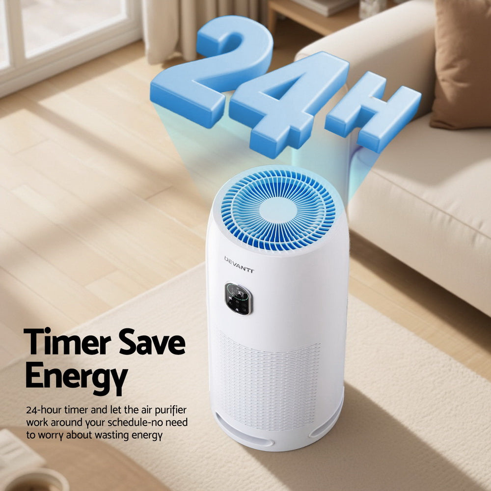 Devanti Air Purifier 4-Layer HEPA Filter White - VogueDecor.au