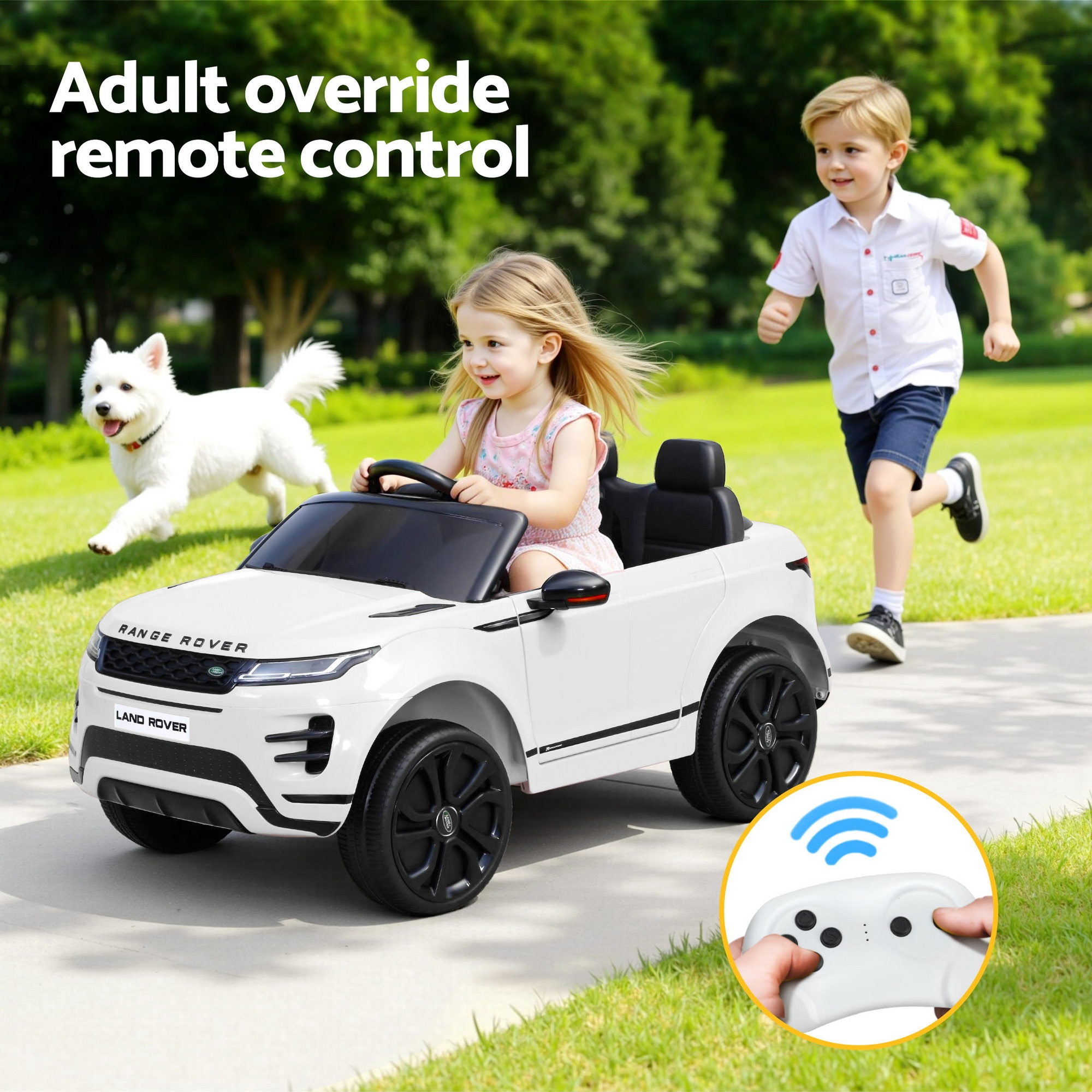 Kids Electric Ride On Car Land Rover Licensed Toy Cars Remote 12V Battery White