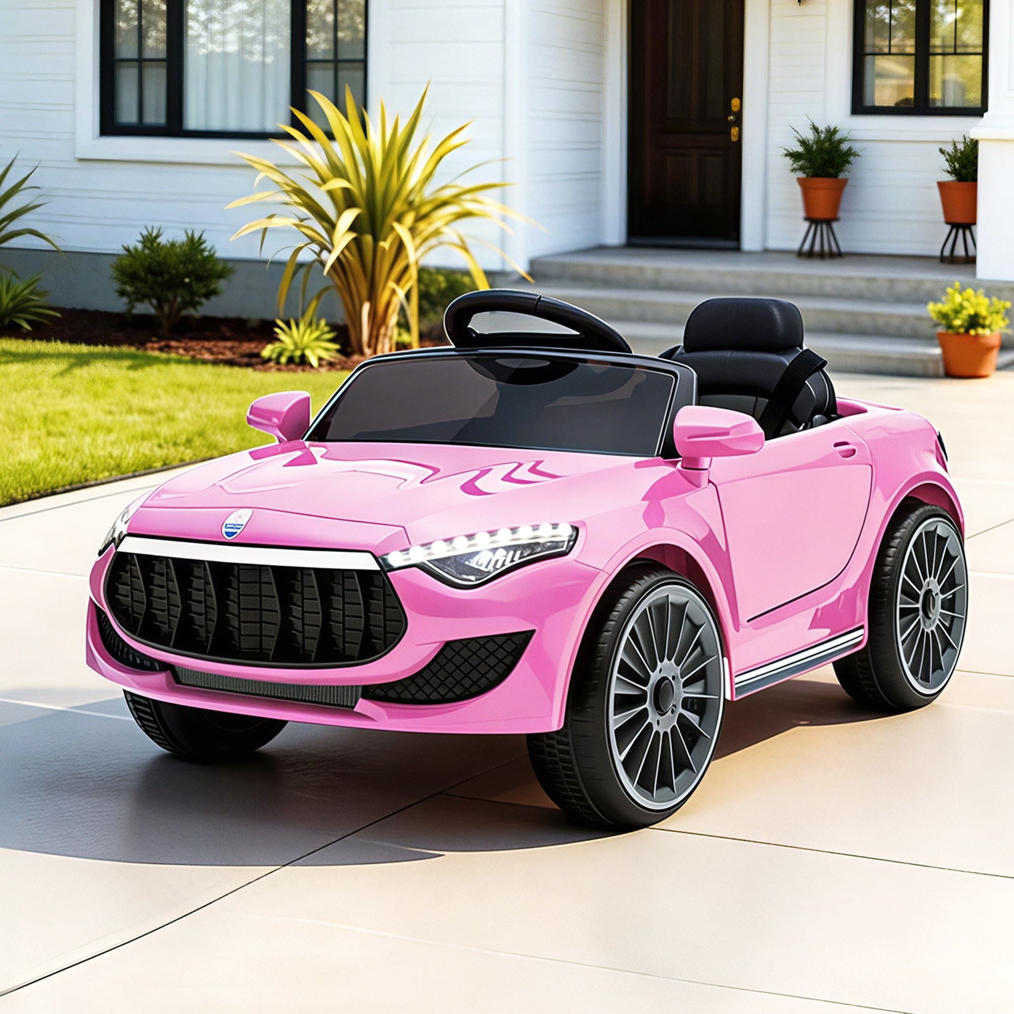 Rigo Kids Electric Ride On Car Toys Cars Headlight Music Remote Control 12V Pink