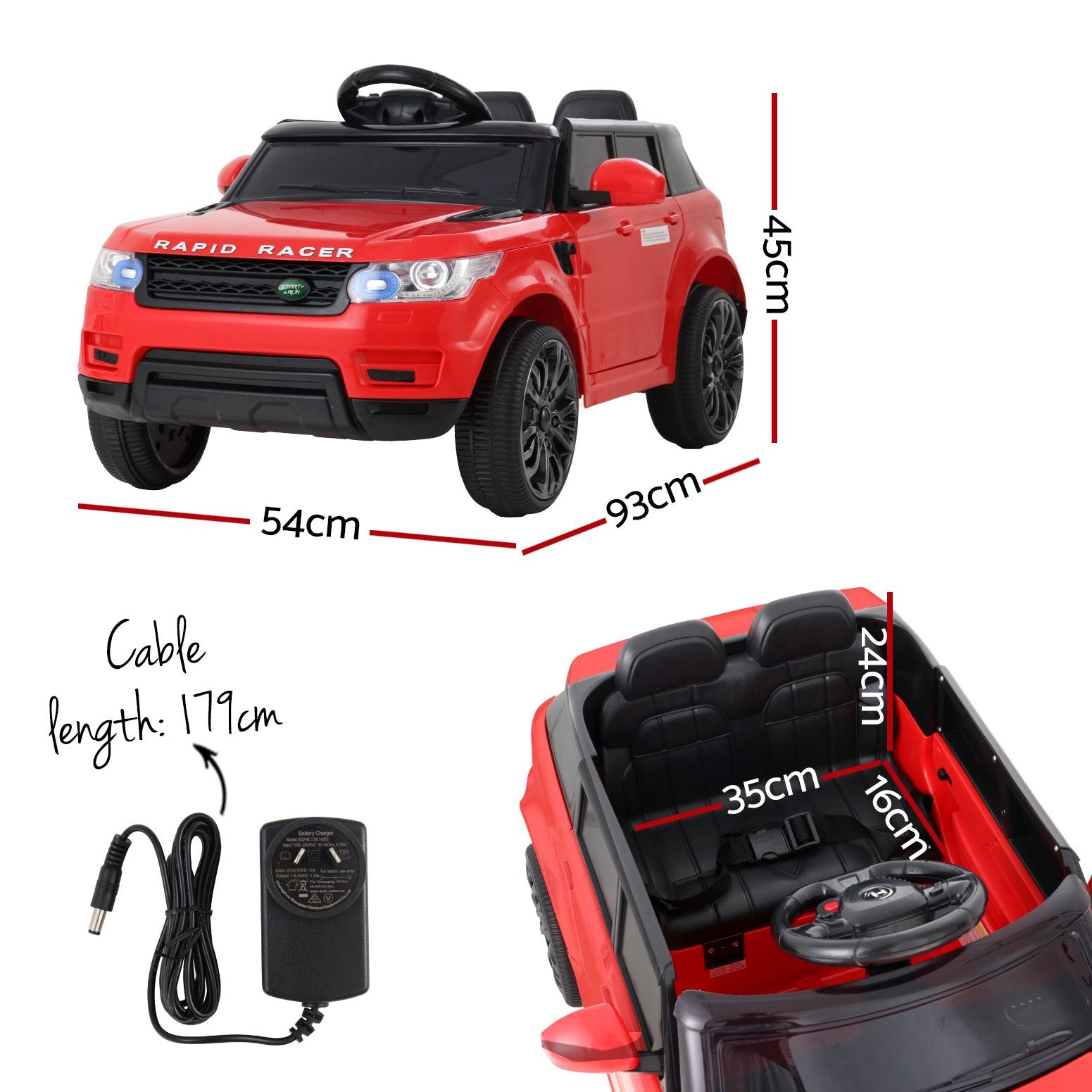 Rigo Kids Electric Ride On Car SUV Range Rover-inspired Cars Remote 12V Red