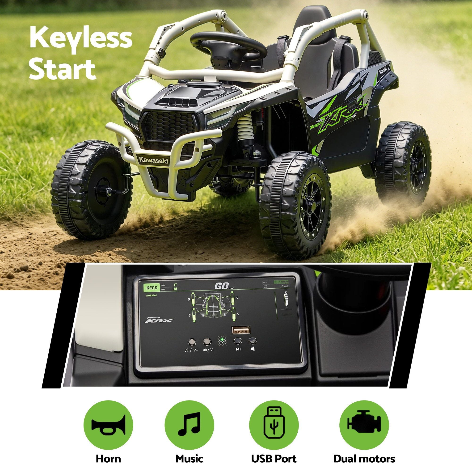 Kids Ride On Car Off-Road Licensed KRX1000 Electric Toy with Remote Control Music