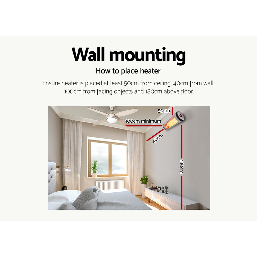 Devanti Electric Strip Heater Radiant Heaters 2000W - VogueDecor.au