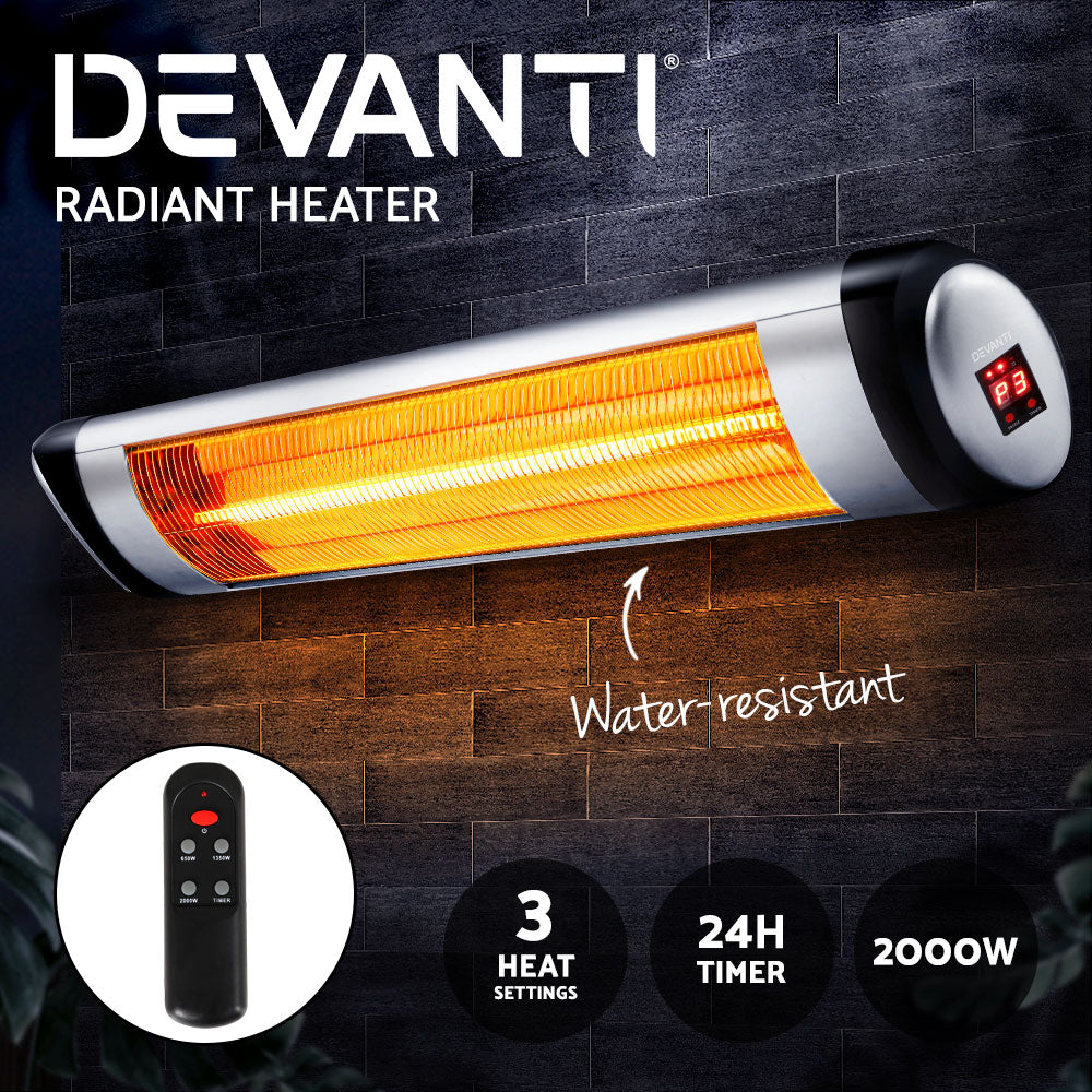 Devanti Electric Strip Heater Radiant Heaters 2000W - VogueDecor.au