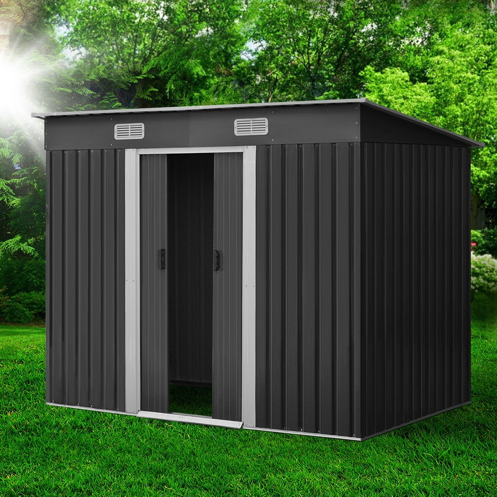 Giantz Garden Shed 2.38x1.31M Sheds Outdoor Storage Tool Metal Workshop Shelter Sliding Door - VogueDecor.au
