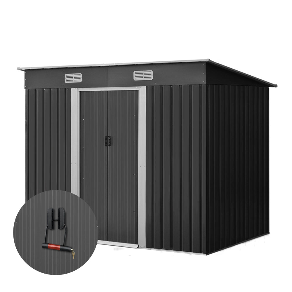 Giantz Garden Shed 2.38x1.31M Sheds Outdoor Storage Tool Metal Workshop Shelter Sliding Door - VogueDecor.au