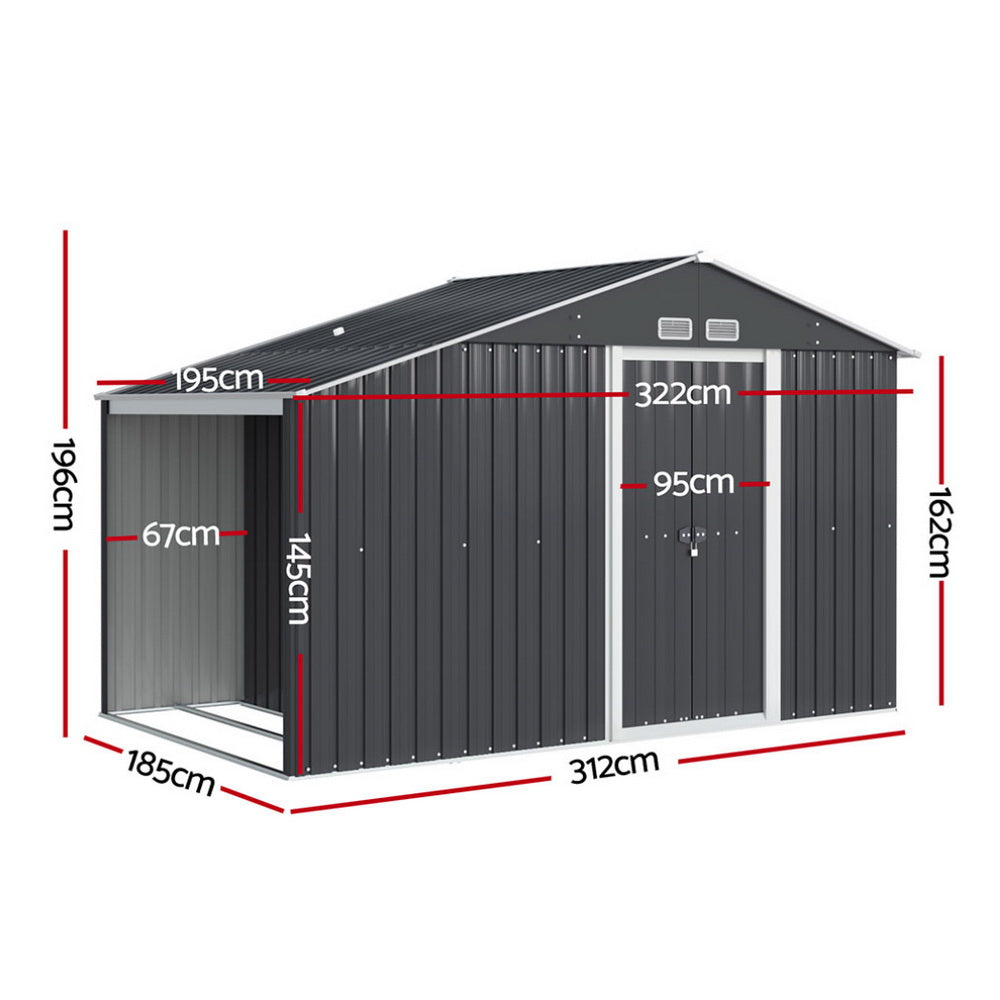 Giantz Garden Shed 3.22x1.96M Outdoor Storage Tool Workshop House Shelter - VogueDecor.au