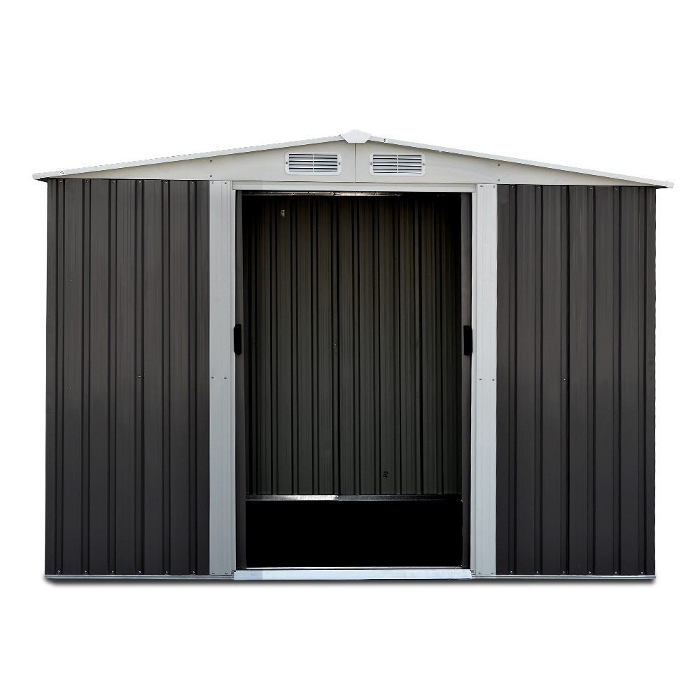 Giantz Garden Shed 2.58x2.07M w/Metal Base Sheds Outdoor Storage Double Door Tool - VogueDecor.au