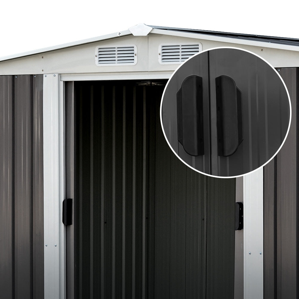 Giantz Garden Shed 2.58x2.07M w/Metal Base Sheds Outdoor Storage Double Door Tool - VogueDecor.au