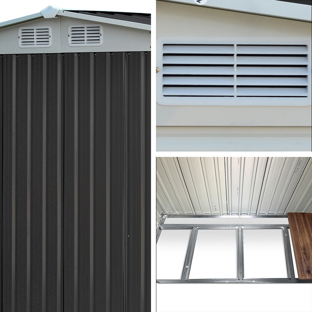 Giantz Garden Shed 2.58x2.07M w/Metal Base Sheds Outdoor Storage Double Door Tool - VogueDecor.au