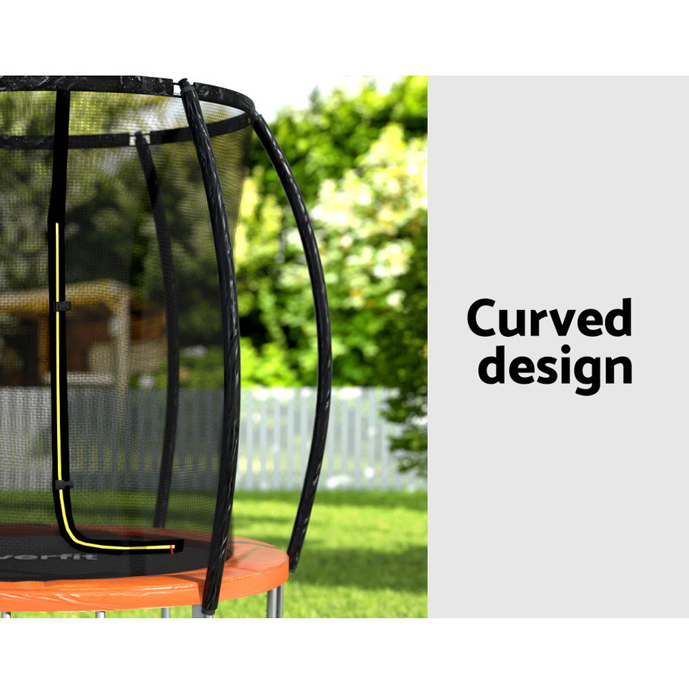 Everfit 6FT Trampoline for Kids w/ Ladder Trampoline Enclosure Safety Net Rebounder Orange