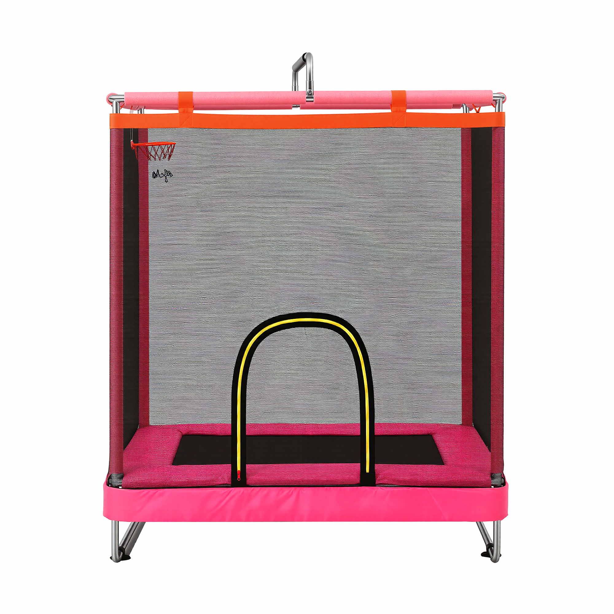 Everfit Kids 4.5FT Trampoline Rectangle Rebounder with Basketball Hoop Pink