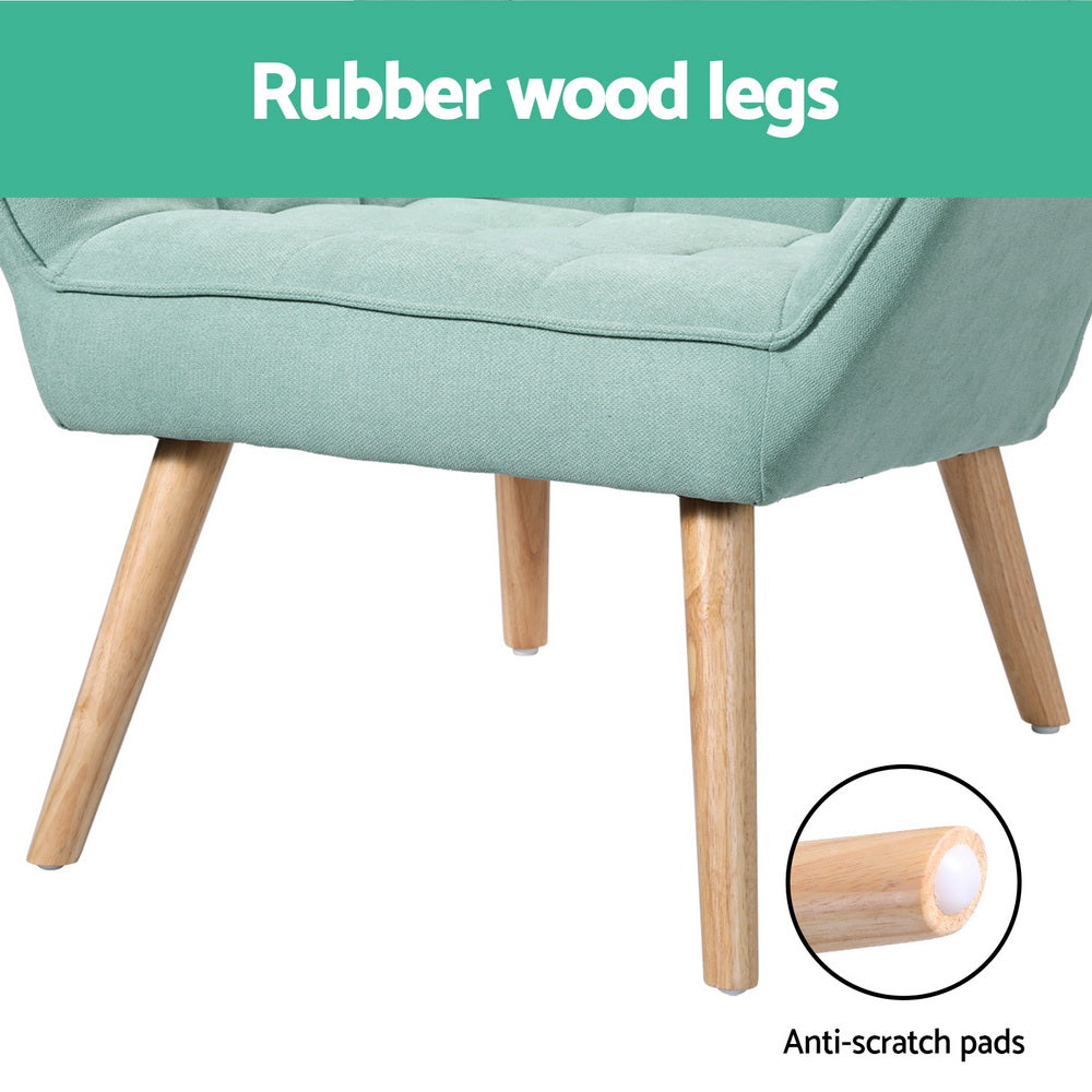 Artiss Armchair Lounge Chair Accent Chairs Sofa Linen Fabric Cushion Seat Blue - VogueDecor.au