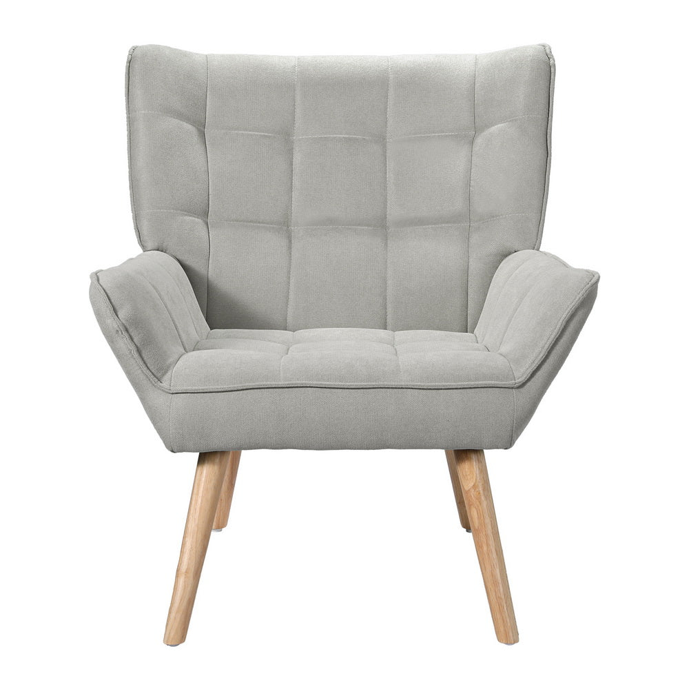 Artiss Armchair Lounge Chair Accent Chairs Sofa Linen Fabric Cushion Seat Grey - VogueDecor.au