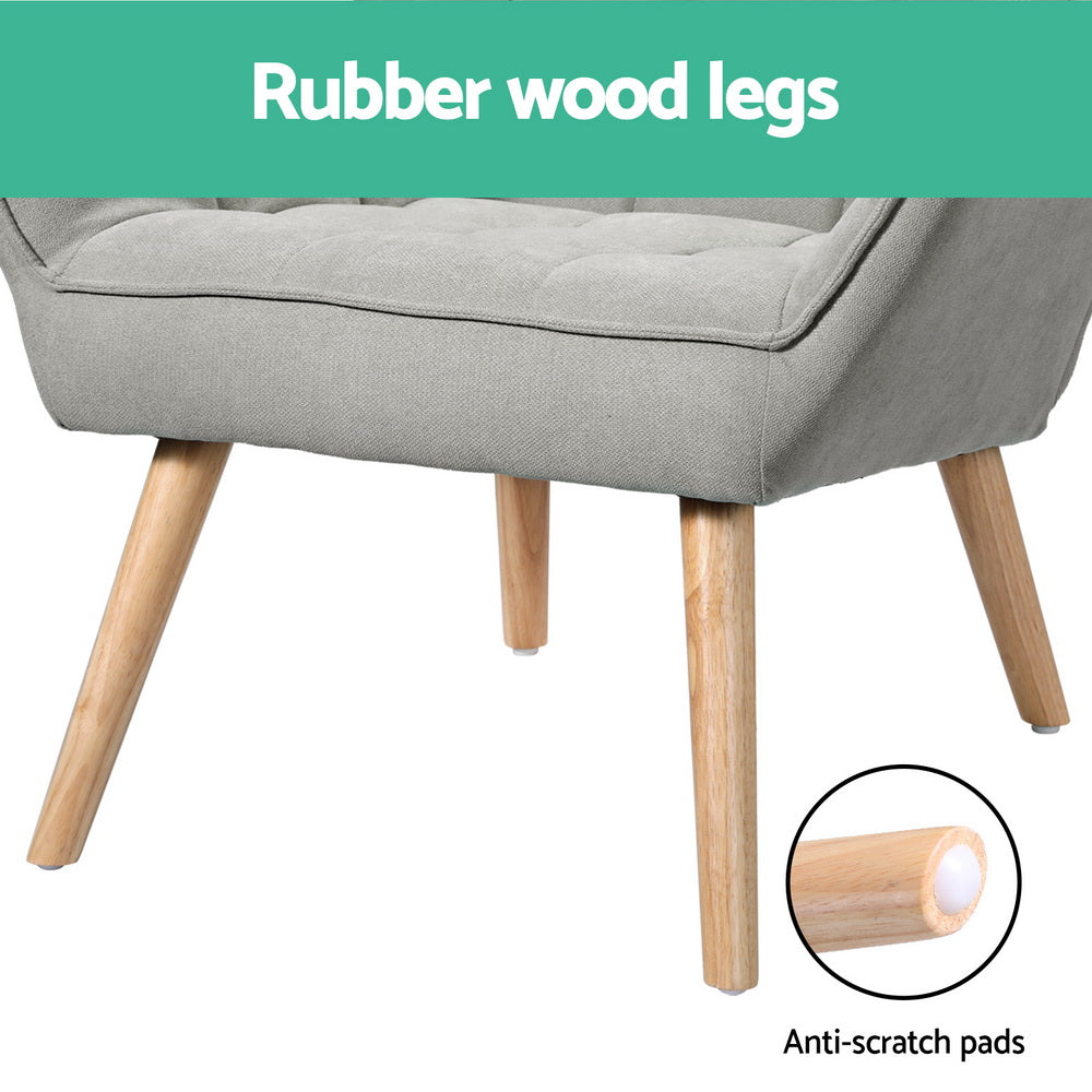 Artiss Armchair Lounge Chair Accent Chairs Sofa Linen Fabric Cushion Seat Grey - VogueDecor.au