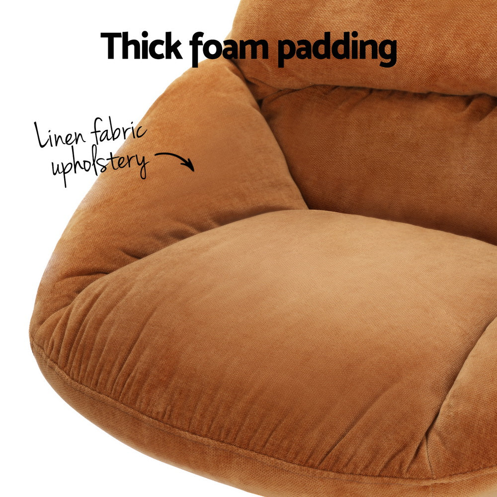 Artiss Armchair Set with Ottoman Linen Fabric Orange Yaro - VogueDecor.au