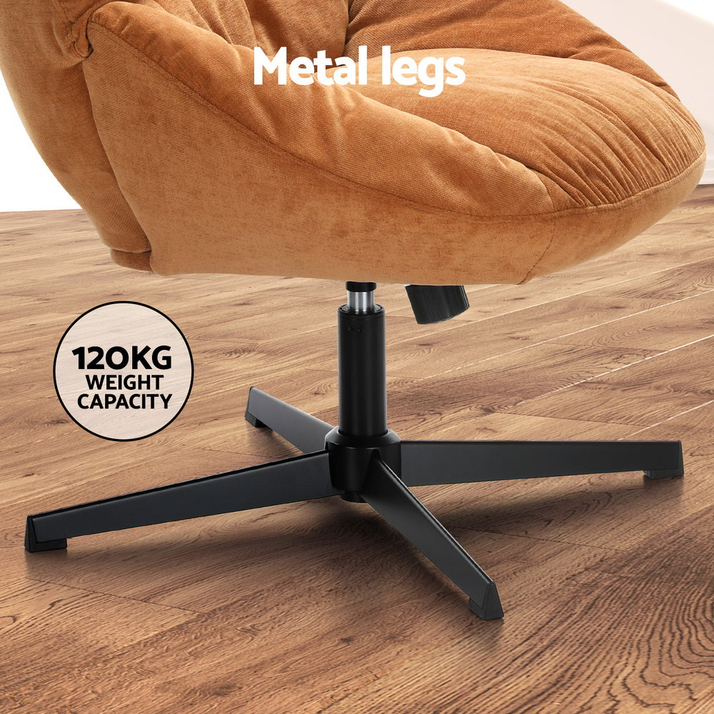 Artiss Armchair Set with Ottoman Linen Fabric Orange Yaro - VogueDecor.au