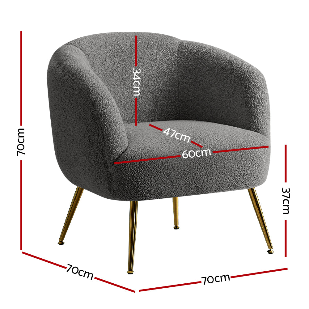 Artiss Armchair Lounge Chair Accent Chairs Arm Armchairs Sherpa Boucle Charcoal - VogueDecor.au