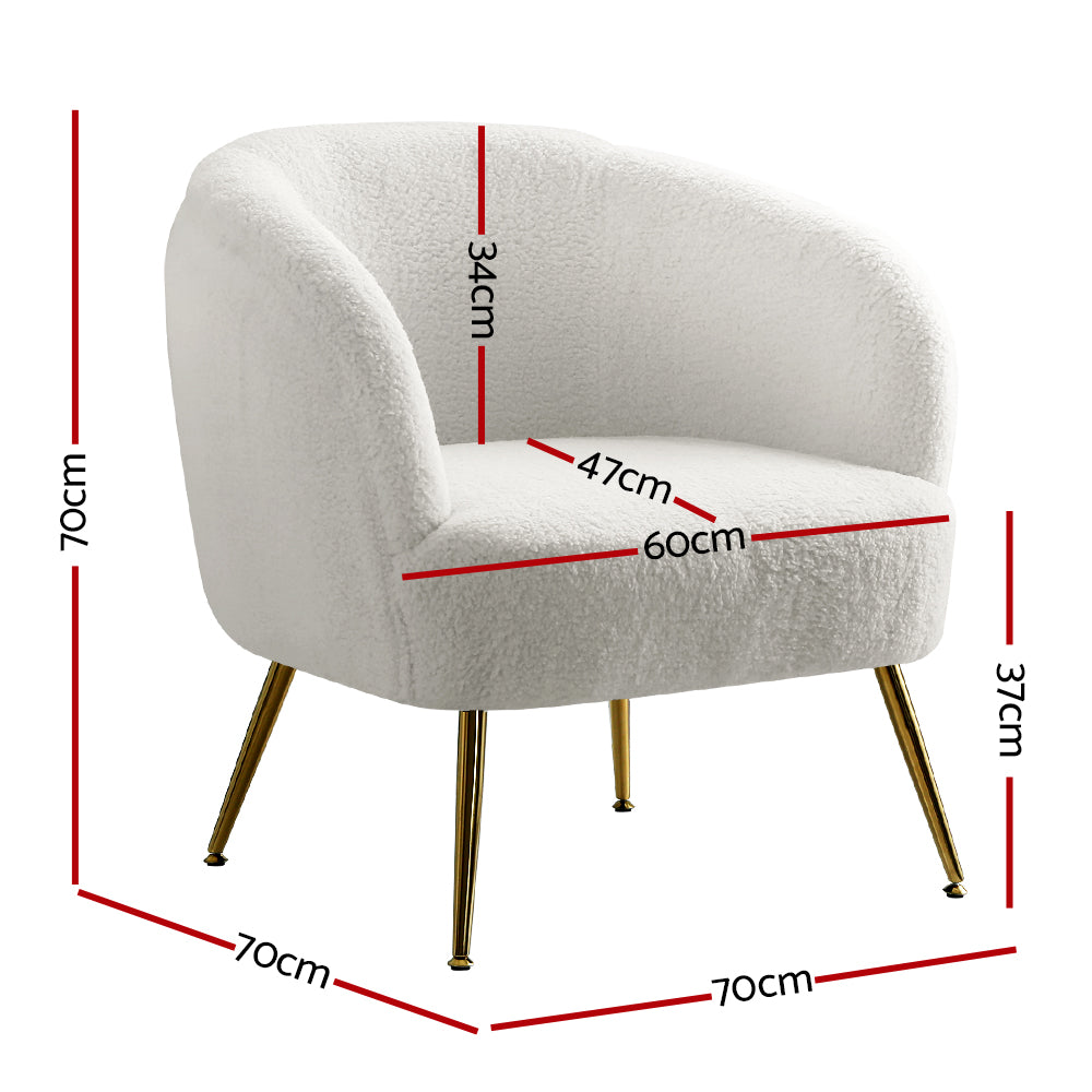 Artiss Armchair Lounge Chair Accent Chairs Armchairs Sherpa Boucle Sofa White - VogueDecor.au