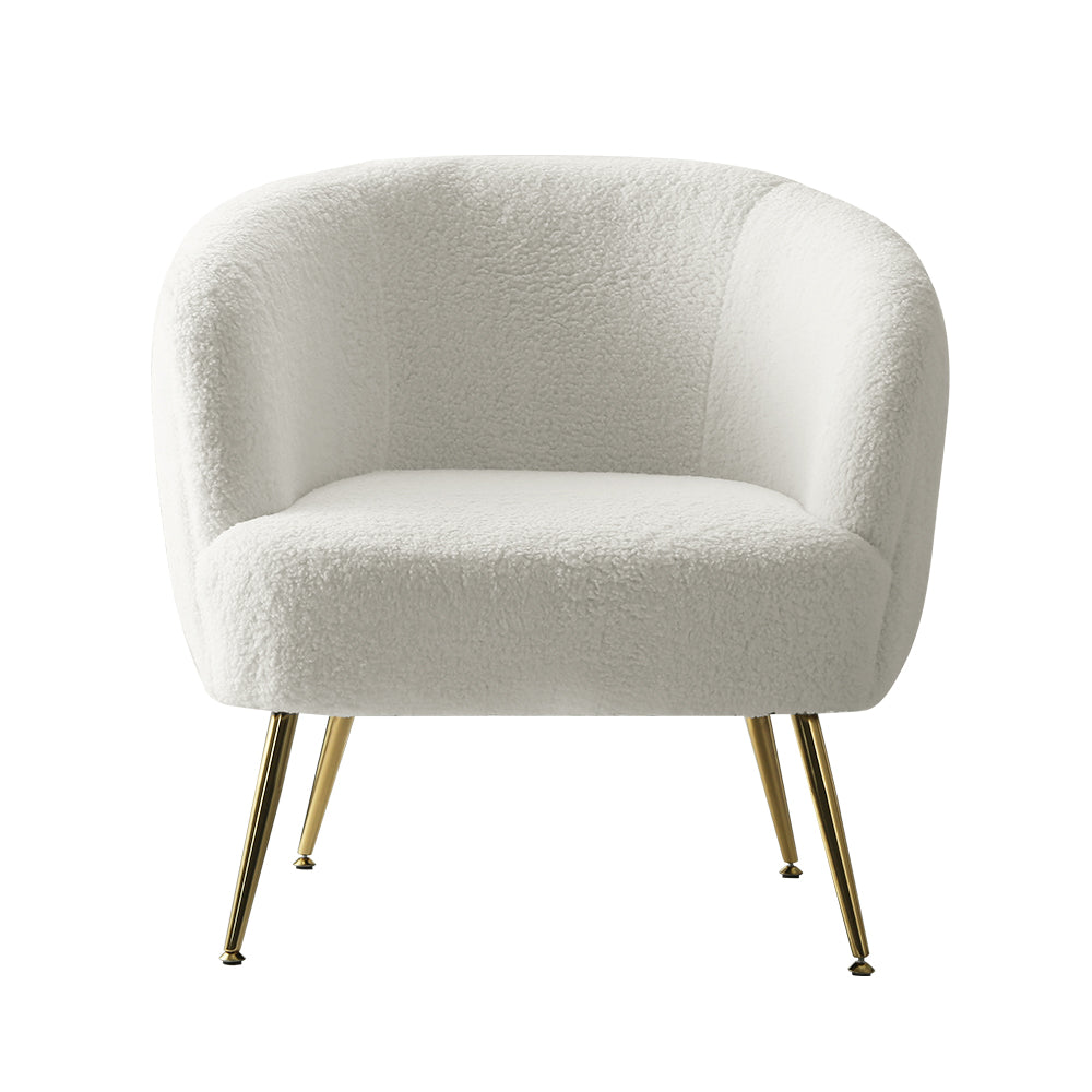 Artiss Armchair Lounge Chair Accent Chairs Armchairs Sherpa Boucle Sofa White - VogueDecor.au