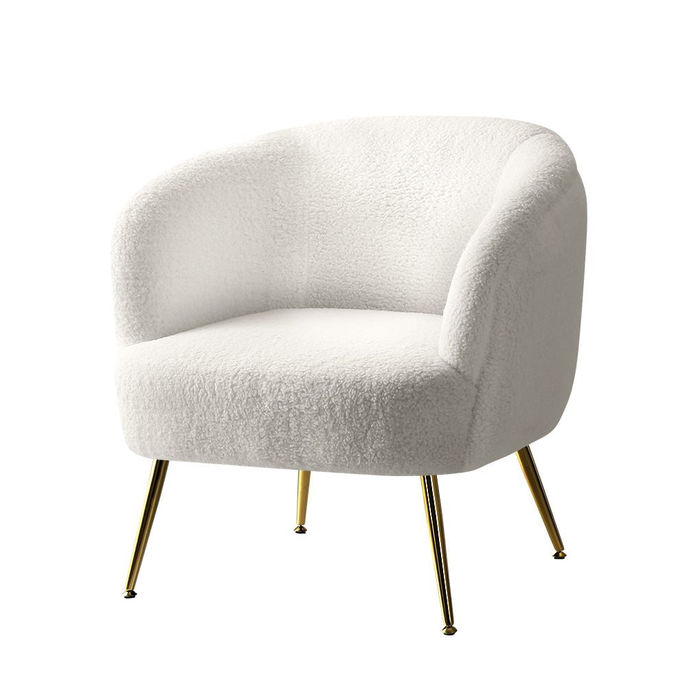 Artiss Armchair Lounge Chair Accent Chairs Armchairs Sherpa Boucle Sofa White - VogueDecor.au