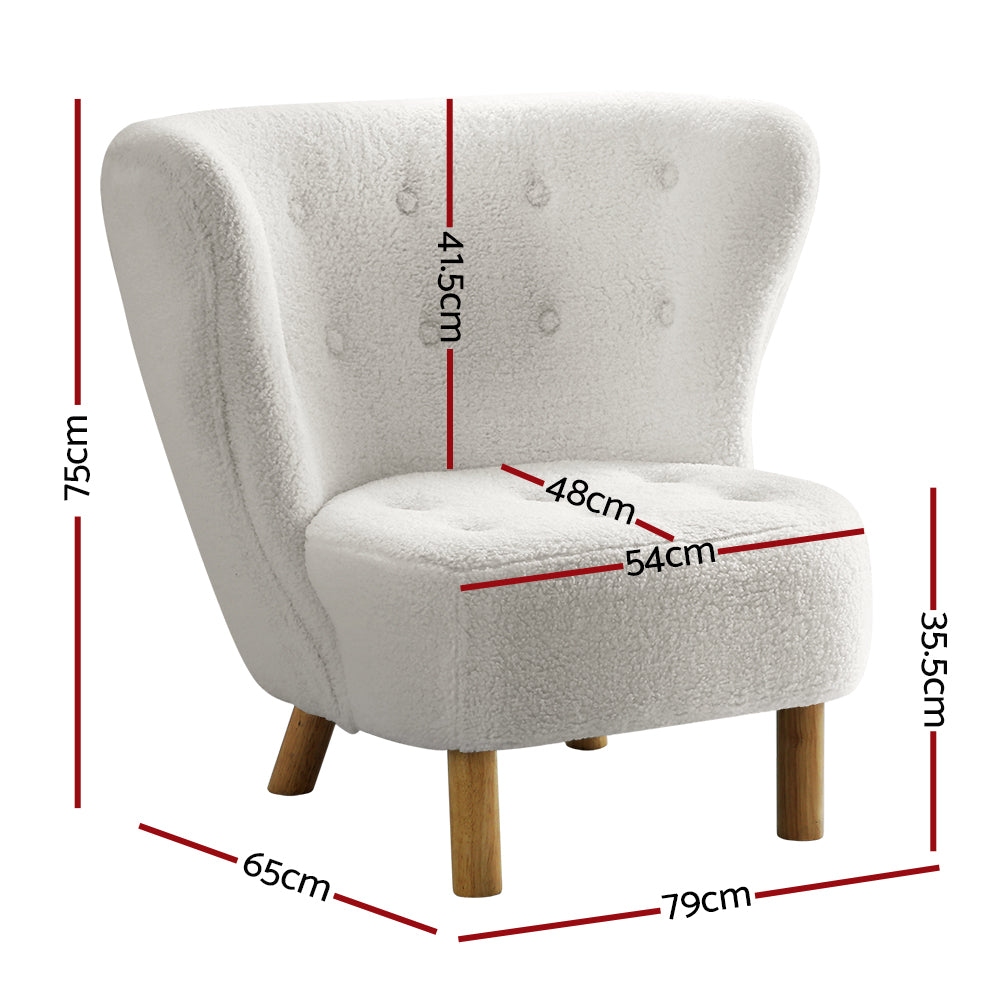 Artiss Armchair Lounge Accent Chair Armchairs Couch Chairs Sofa Bedroom White - VogueDecor.au