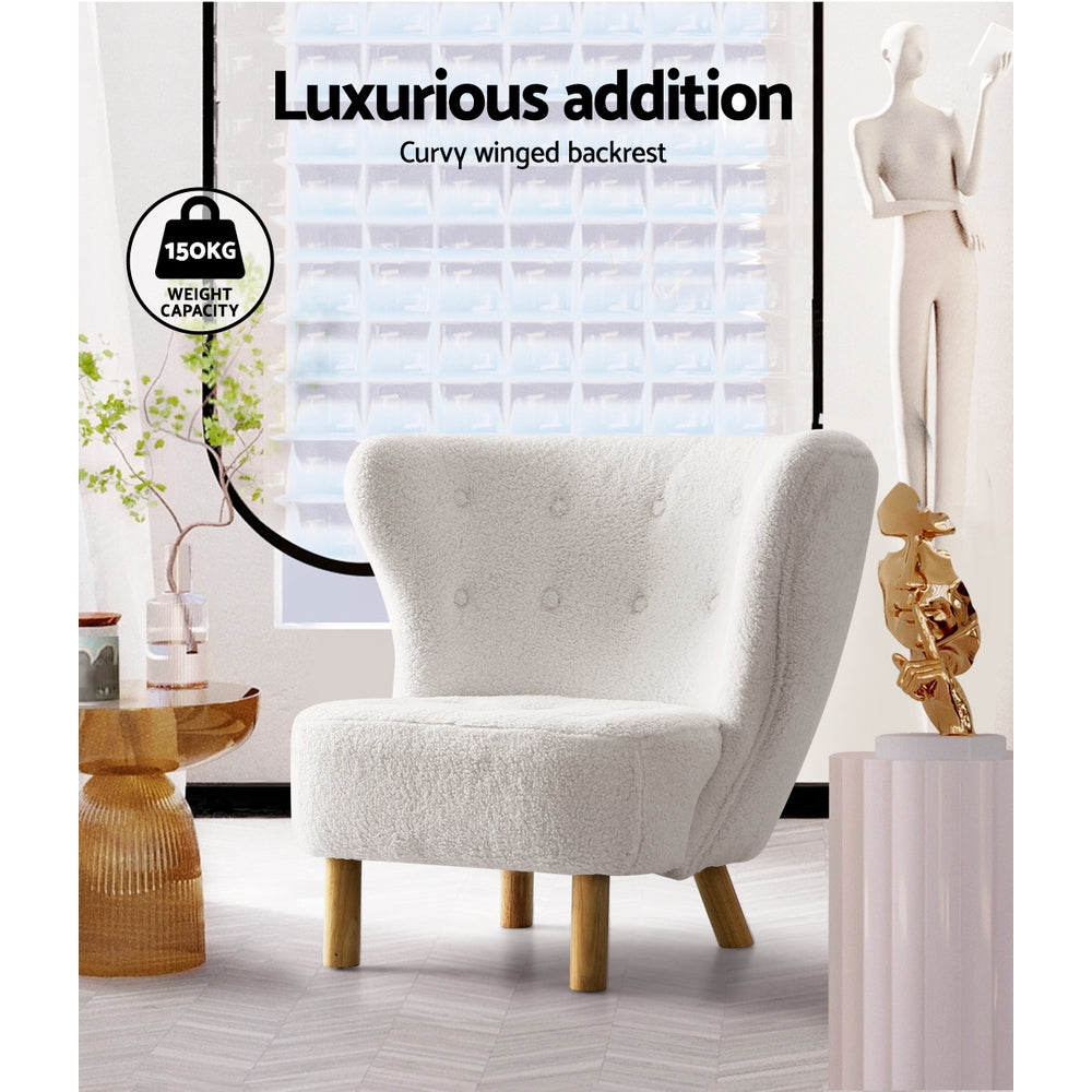 Artiss Armchair Lounge Accent Chair Armchairs Couch Chairs Sofa Bedroom White - VogueDecor.au